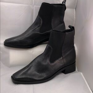Bernardo Black Leather Chelsea Ankle Boots